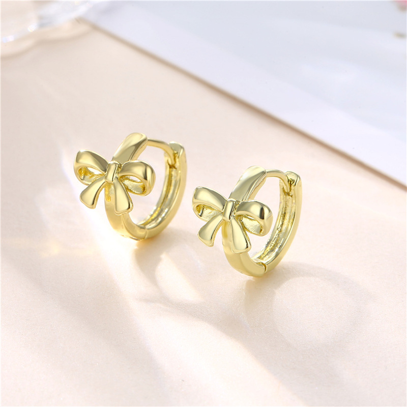 Cross-Border 18K Gold Bow Earrings Korean Version Fashion Ear Buckle Small Ear Buckle Female Network Red Design Sense Earrings Popular Accessories Fashion Earrings Korean Version Specification drawing