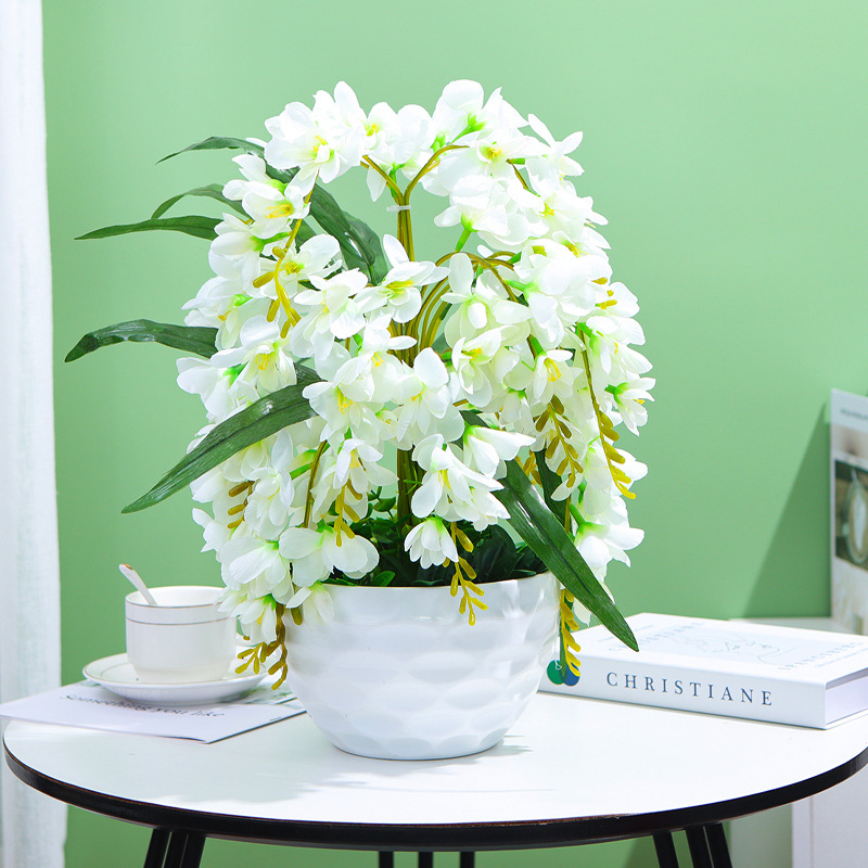 High-End Artificial Flower Phalaenopsis Fake Flower Pot Set Living Room Photo Bouquet Wedding Decoration Flower Green Plant Wholesale Application Scenario