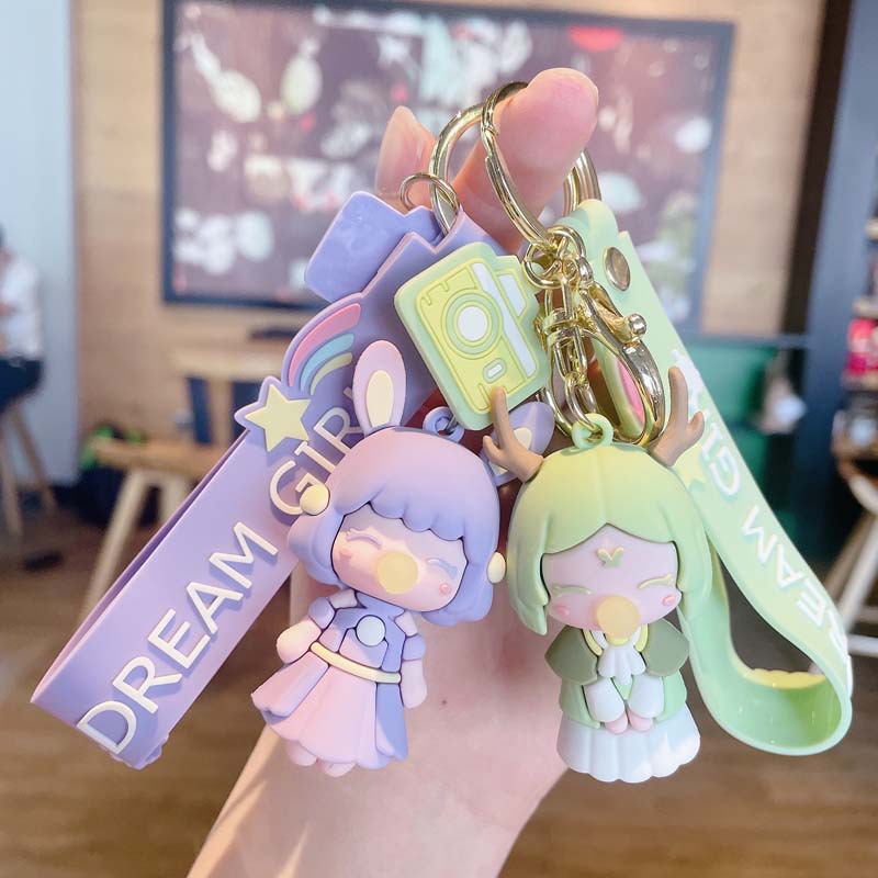 Cartoon bubble princess, cute best friend bag pendant, couple PVC key chain pendant, doll keychain wholesale