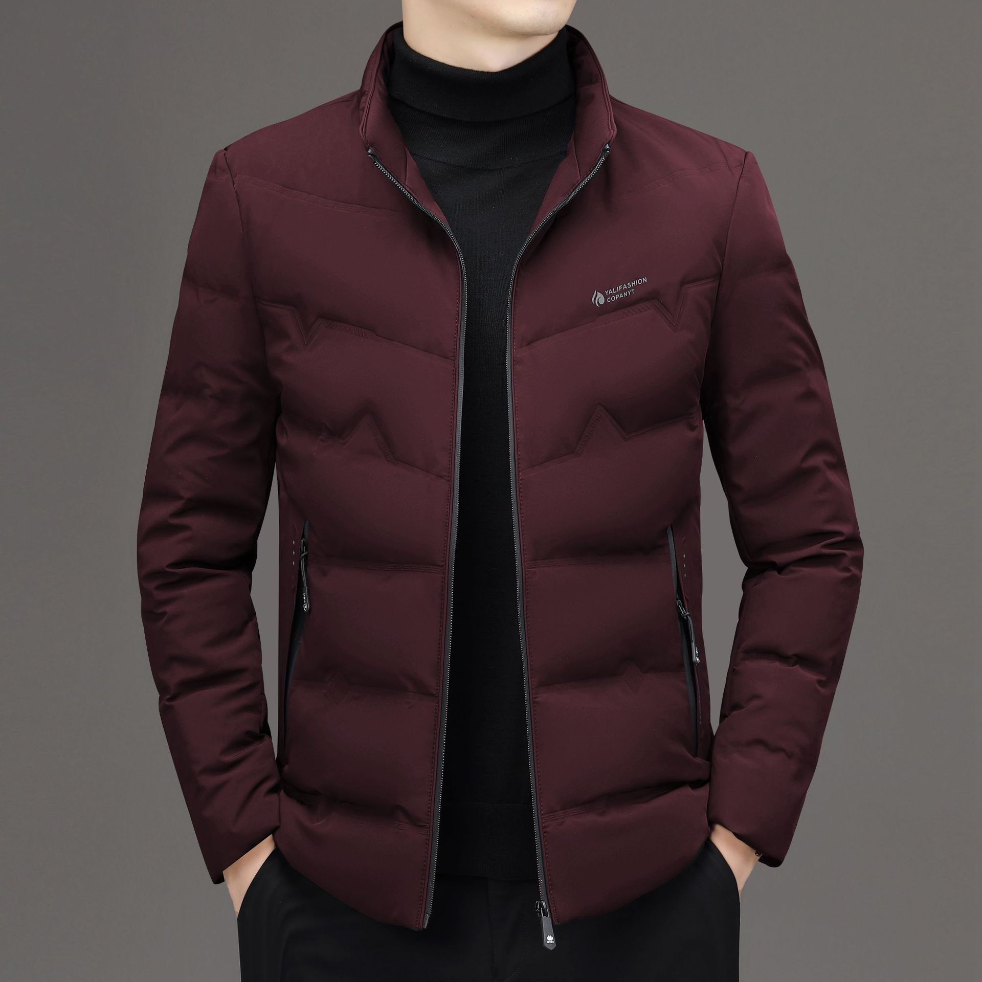 The 2025 winter new stand-up collar white duck down men's down jacket is a thick, warm, casual and high-end coat for young and middle-aged men details Picture