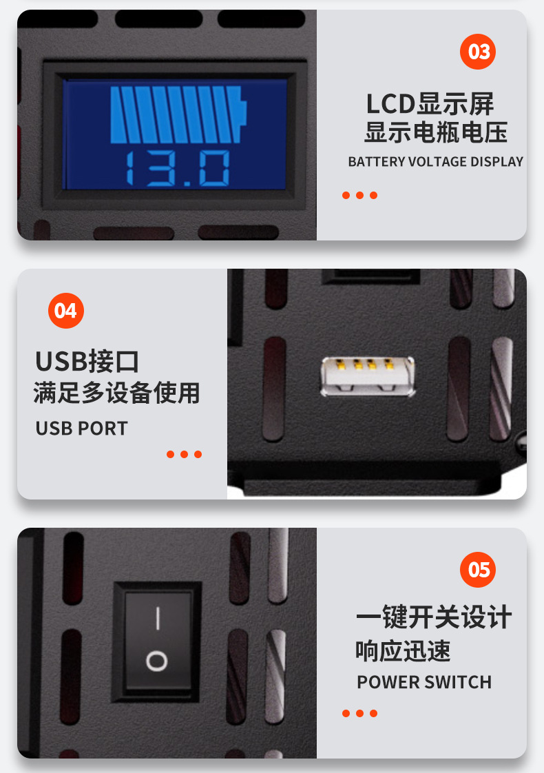 UKC车载逆变器12v4000W太阳能电源转换器修正弦波家用详情13