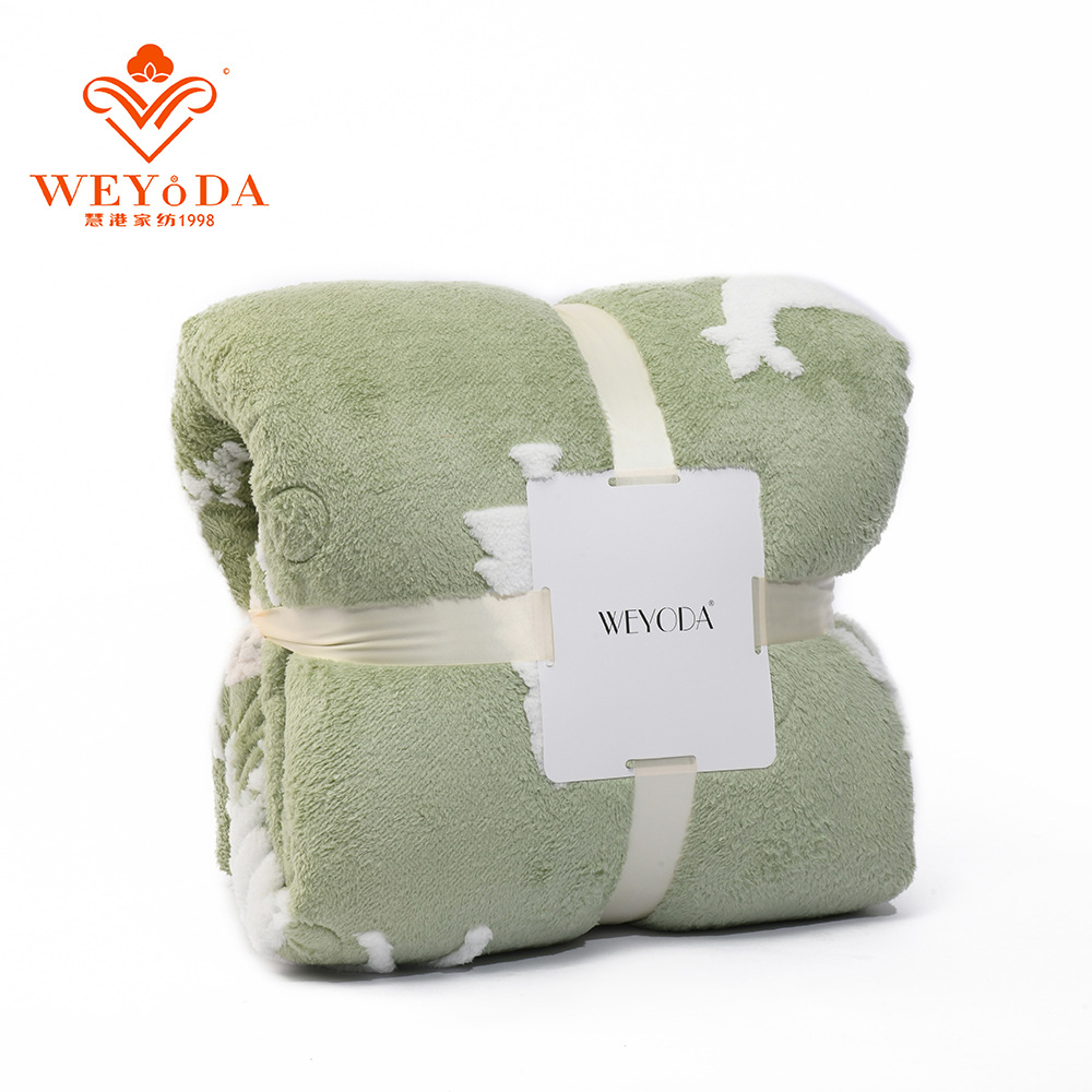 Flannel Blanket Winter Single Animal Embroidered Blanket Office Nap Air Conditioning Coral Velvet Nap Blanket Item Picture