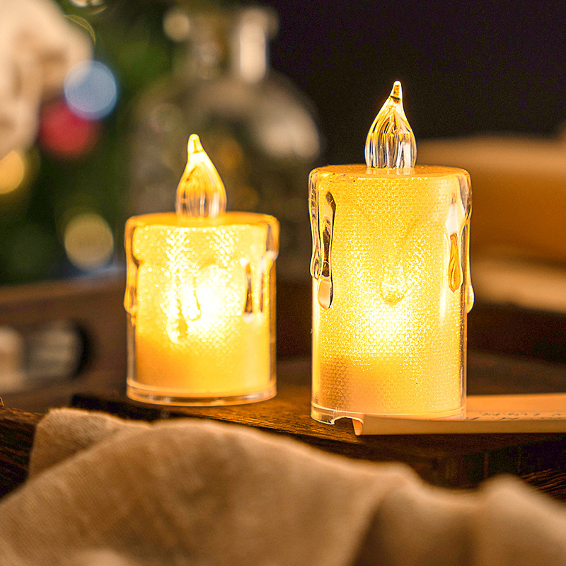 Electronic candles, LED crystal luminous candle lamps, simulated fake candles, proposal and birthday decoration, transparent candles Specification image