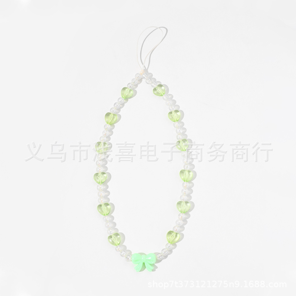 European and American pearl heart-shaped heart mobile phone chain, pink girlish heart diy mobile phone case pendant bracelet, women's mobile phone lanyard details Picture
