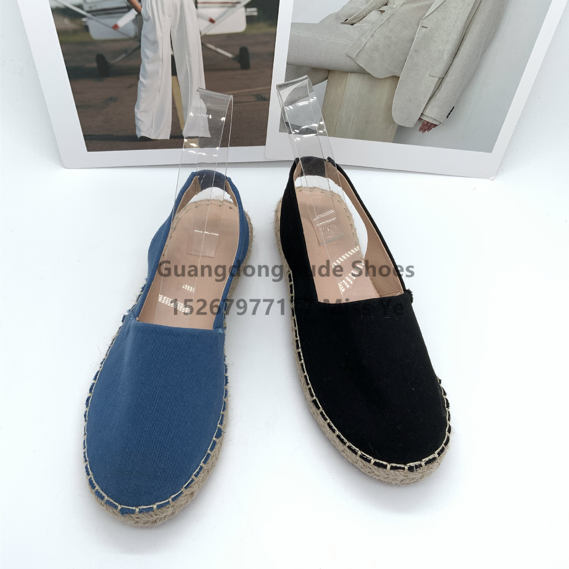 Foreign Trade Single Shoes Women Fashion Casual Simple Single Shoes Guangzhou Women's Shoes Craft Shoes Increase Straw Knitting Single Shoes Lazy People