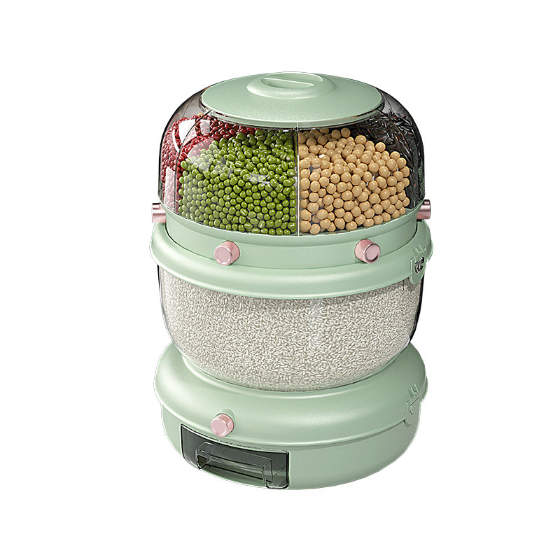 Double-layer rotating rice drum sealed against insects and moisture, multi-functional household rice storage box grain storage box Item Picture