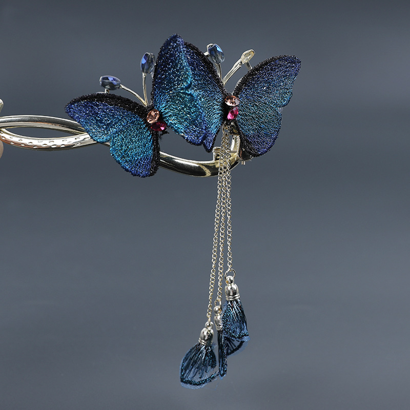 High-end bow hair clip, shark clip, back of the head, straight clip, elegant grab clip, ancient-style hair accessory, clip headwear details Picture
