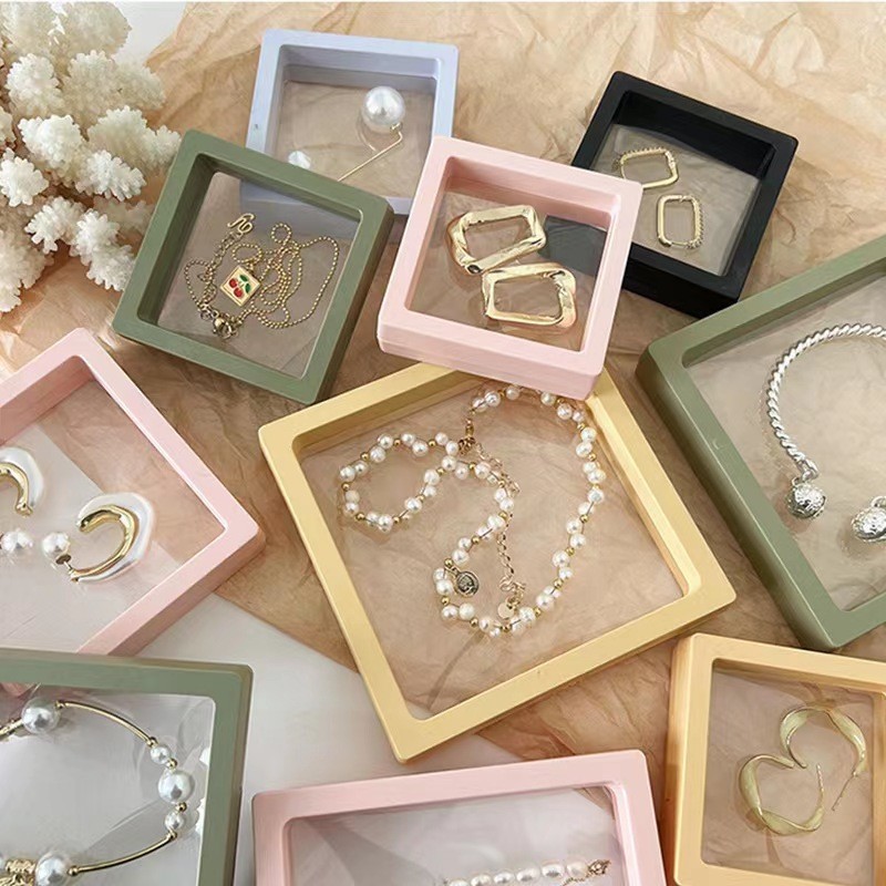Transparent Pe Film Suspension Box Jewelry Display Stand Ring Pendant Buddha Beads Dust Proof Oxidation Gift Box In Stock