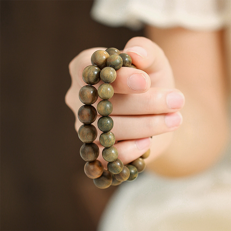 Green Sandalwood Buddha Bead Bracelet For Girls Simple Buddha Bead Wooden Incense Bracelet For Lovers Sandalwood Bracelet For Men Ethnic Wind Bracelet Specification drawing