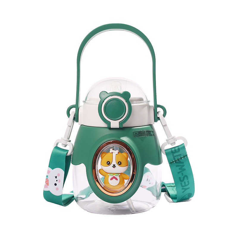 Cartoon dolls, baby straws, water cups, large-capacity portable, plastic cups for kindergarten students, children's sports water bottles Item Picture