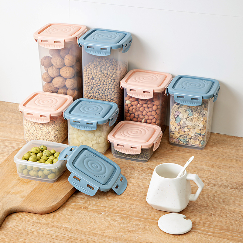 Nordic-style high-transparency multi-specification sealed jar, silicone snap-fit storage jar, kitchen refrigerator, five-grain storage box