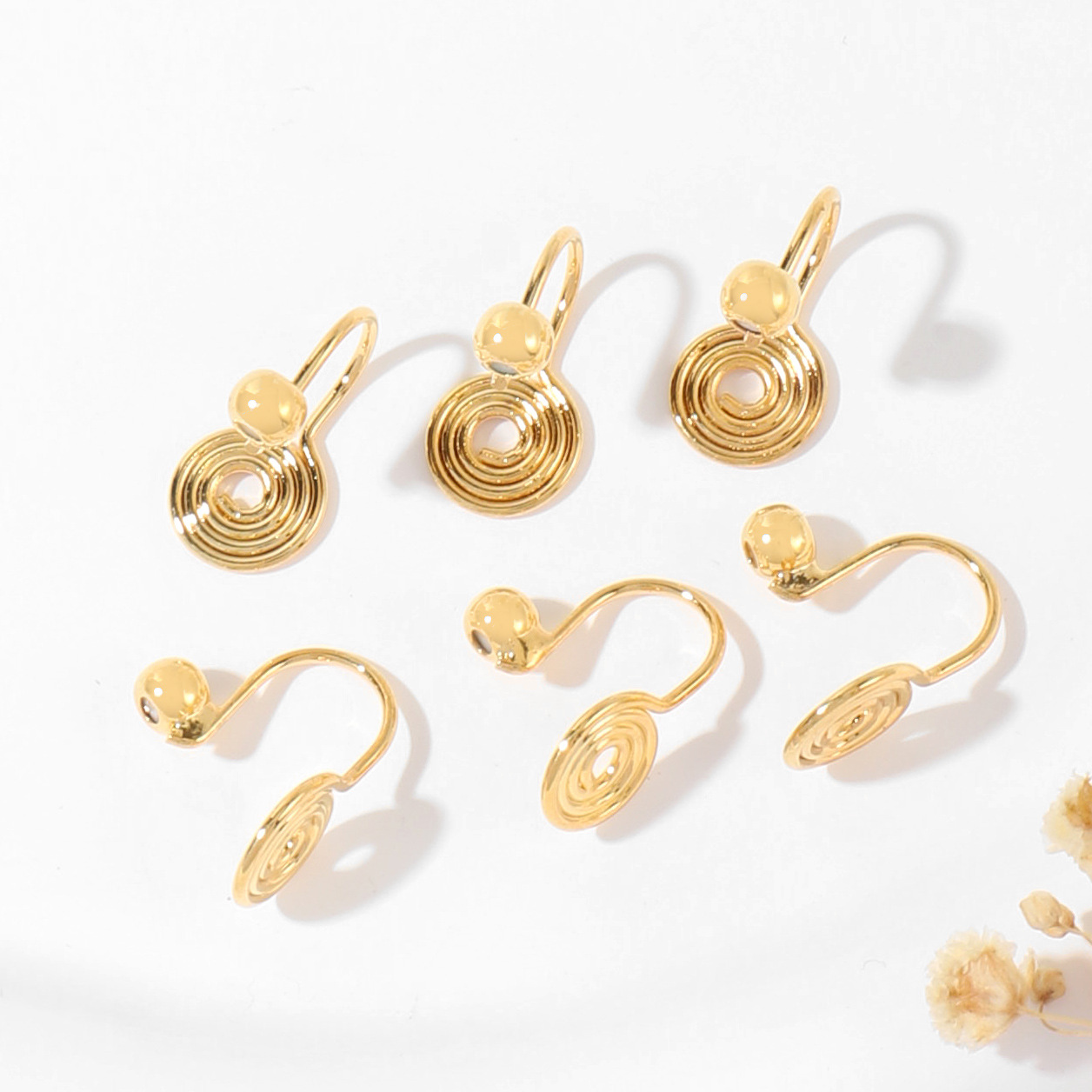 Color Preservation Plated 18K Gold Mosquito Coil Ear Clip Painless Ear Clip Converter Diy Accessories Factory Net Red Hot Sales details Picture