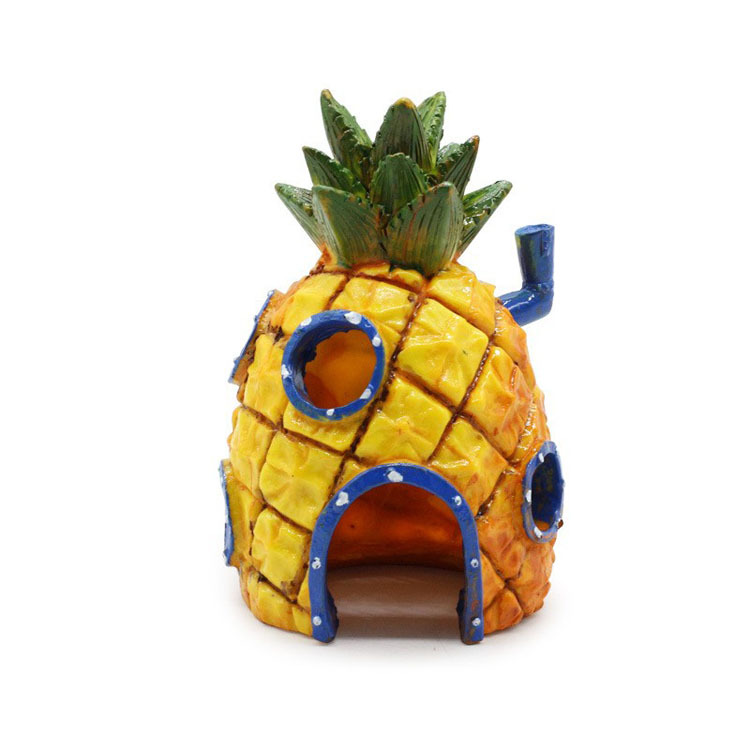 Fish tank landscape cartoon pineapple house resin aquarium decoration fish shrimp escape decoration pineapple house Item Picture