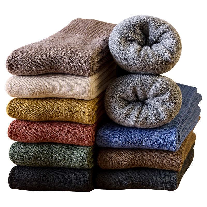 Sock stall, one-piece consignment, women's winter thickened warm loop socks, women's solid color mid-calf socks, floor socks, towel socks wholesale, one-piece consignment Item Picture