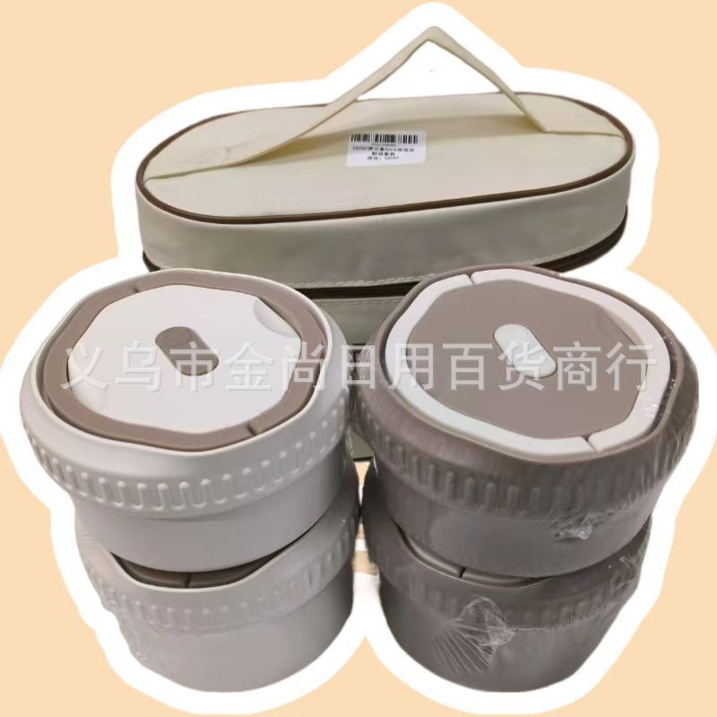 Household stainless steel insulated lunch box, double-layer portable lunch box, round multi-layer, sealed lunch box with lid for students at work Specification image
