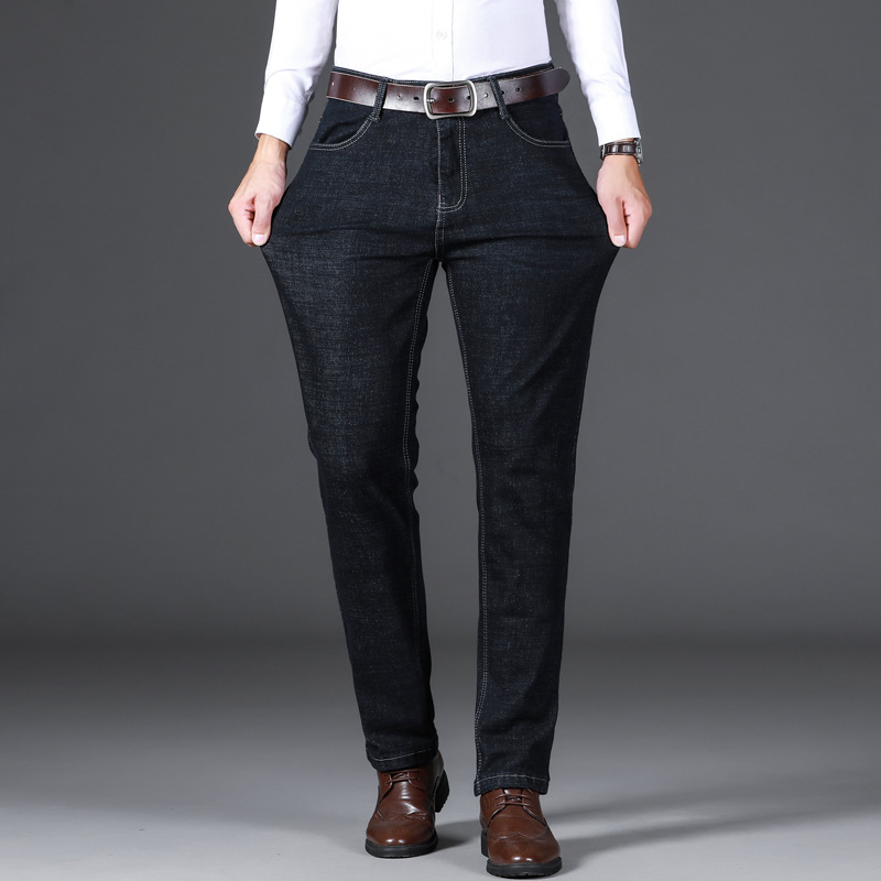 Wholesale of popular autumn and winter thick stretch straight-leg jeans, men's business loose, middle-aged and elderly casual large-sized long pants Application Scenario