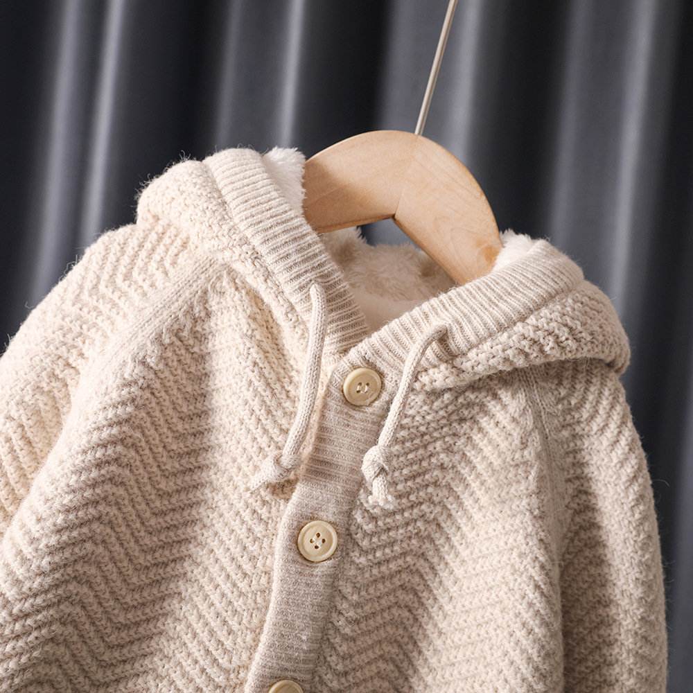 2023 New Autumn and winter collection: Thickened hooded lambskin and fleece jacket for girls, baby cardigan Specification image