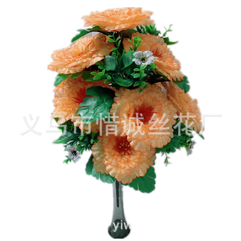 Factory direct sales of artificial rose floral art decoration, 18-prong flat chrysanthemum, 50CM Item Picture