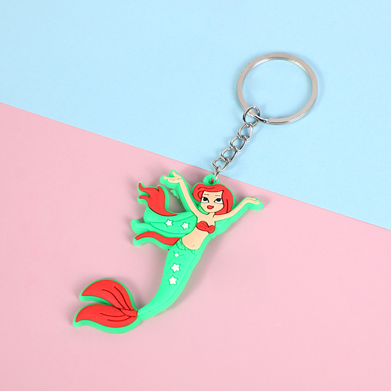 New Cartoon Mermaid Keychain Party Promotion Small Gift Bag Small Pendant Soft Plastic Keychain Application Scenario