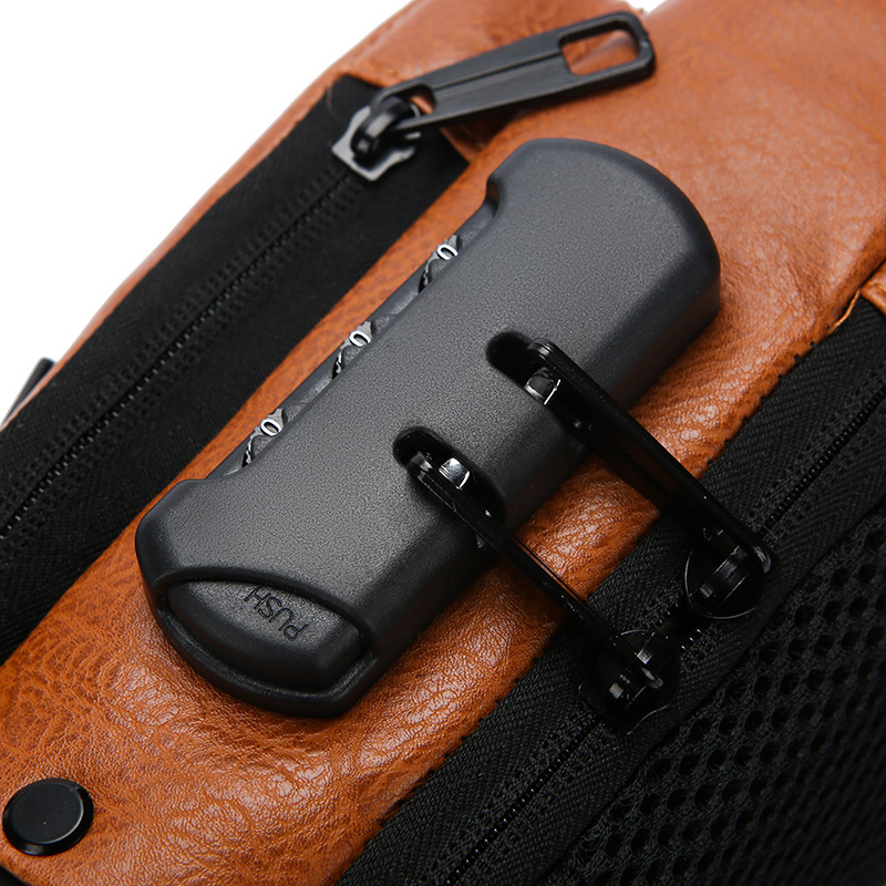 Cross-Border Foreign Trade 2024 New Advanced Motorcycle Bag Men's Portable Usb Password Lock Anti-Theft Chest Bag Wholesale Specification drawing