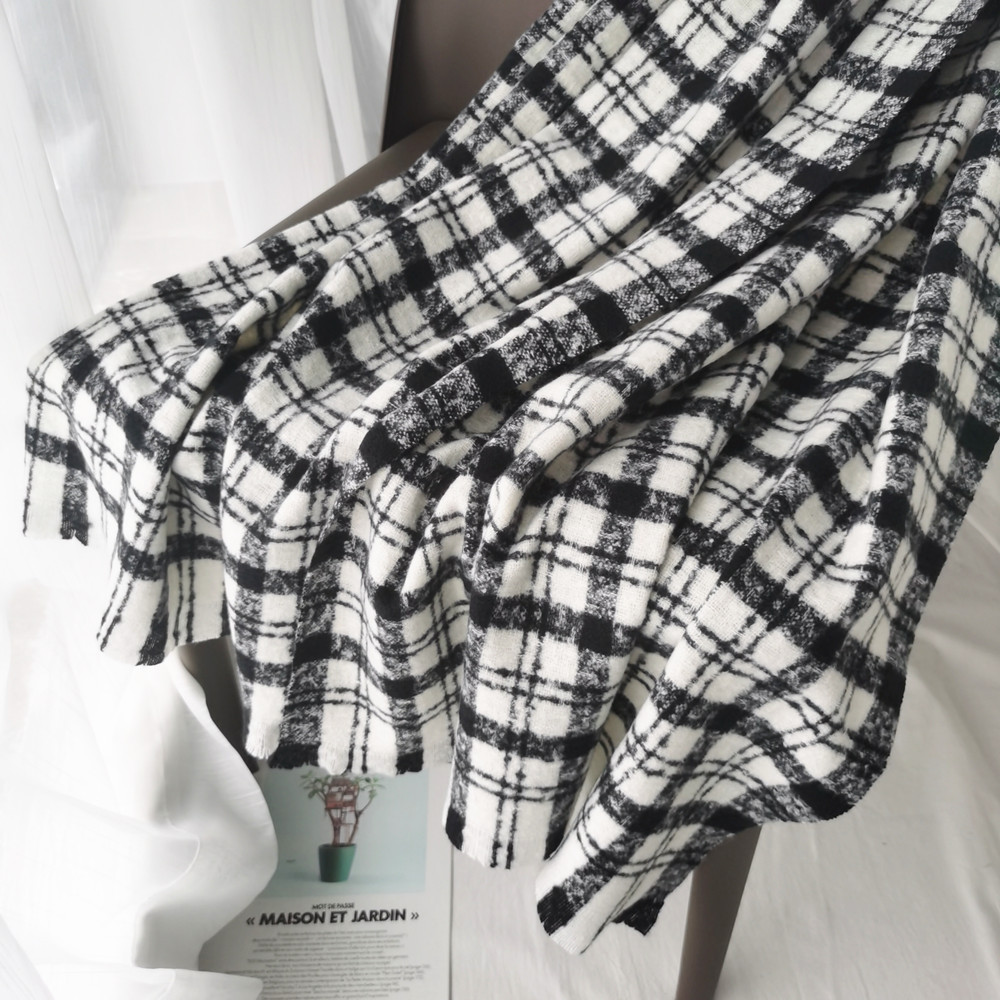 Winter Warm Imitation Cashmere Scarf For Women Looped Yarn Classic Plaid Scarf Shawl Thickened Foreign Trade Scarf For Men Cross-Border Specification drawing
