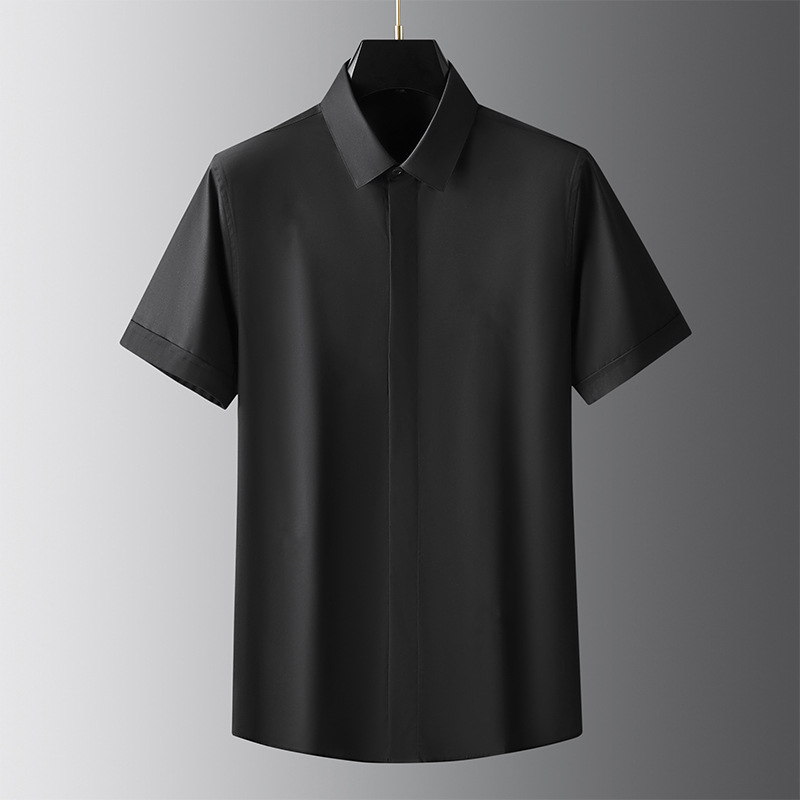 Solid-color summer new men's and women's professional short-sleeved shirts, fashionable and versatile, tencel cotton no-iron solid-color men's shirts Specification image