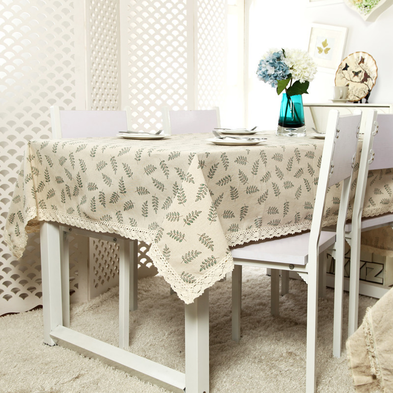 Modern simple polyester cotton fresh green olive branch lace tablecloth coffee table cloth table cloth cover towel a replacement details Picture