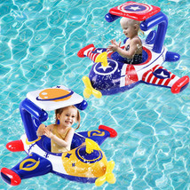 跨境供应充气泳池飞机座圈儿童水上遮阳喷水坐骑喷水海盗船游艇