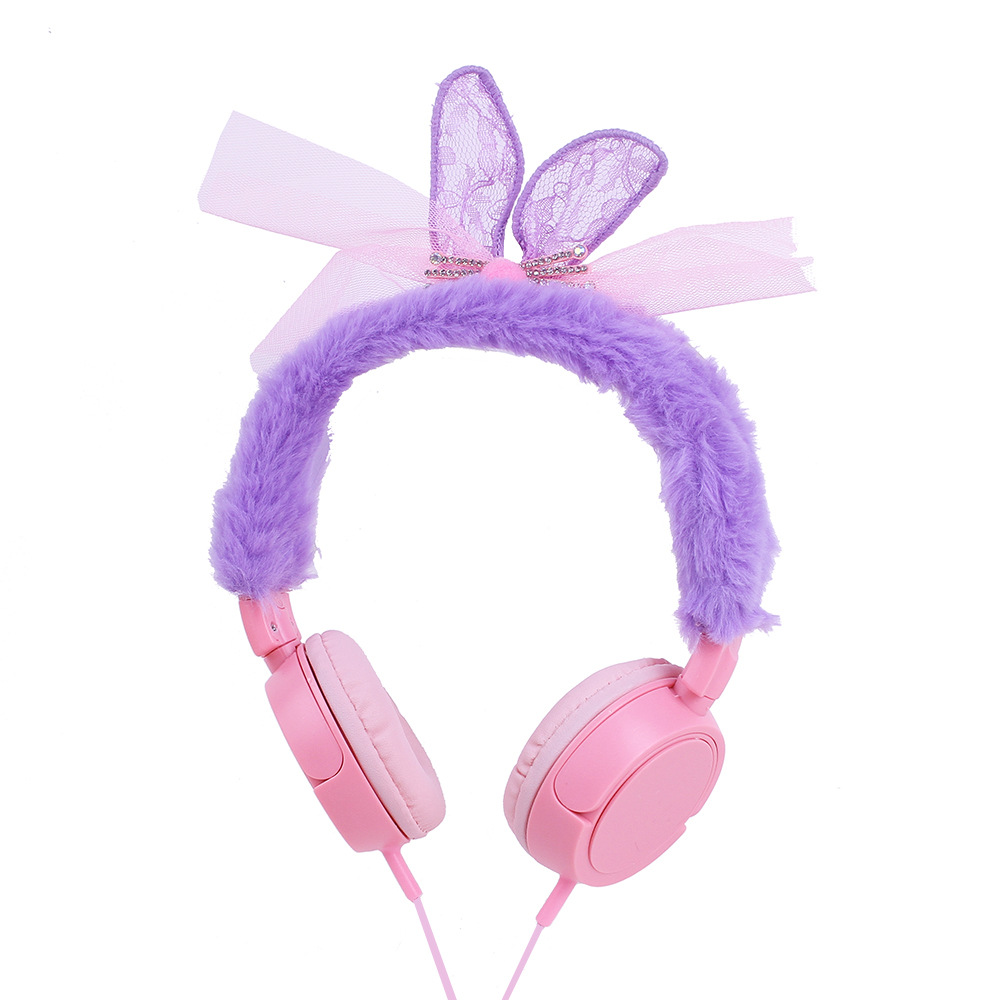 Nuevo encaje conejo orejas de peluche auriculares estudiantes adorables dibujos animados orejas de regalo auriculares de música móvil Item Picture