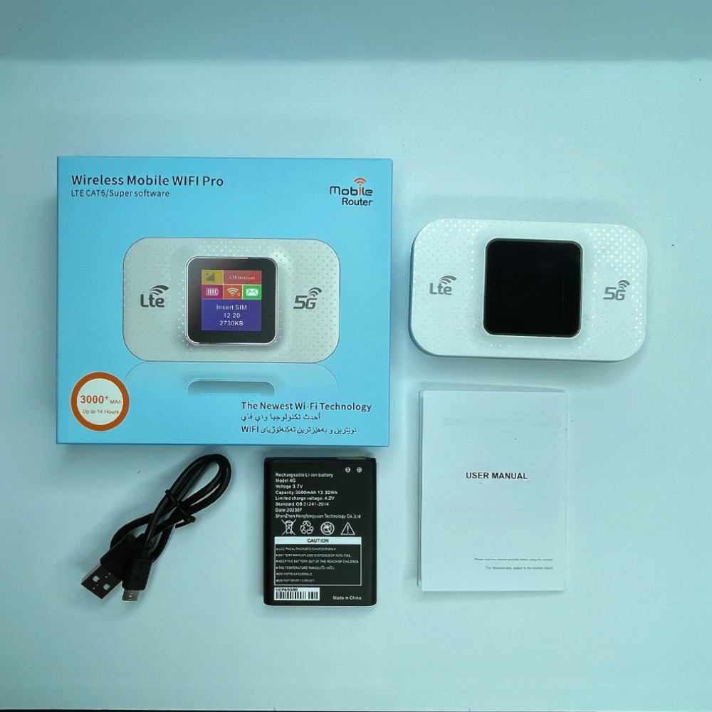 4G wireless wifi portable mobile router with typ-c interface color screen 3000MB HA plug-in card router Specification image