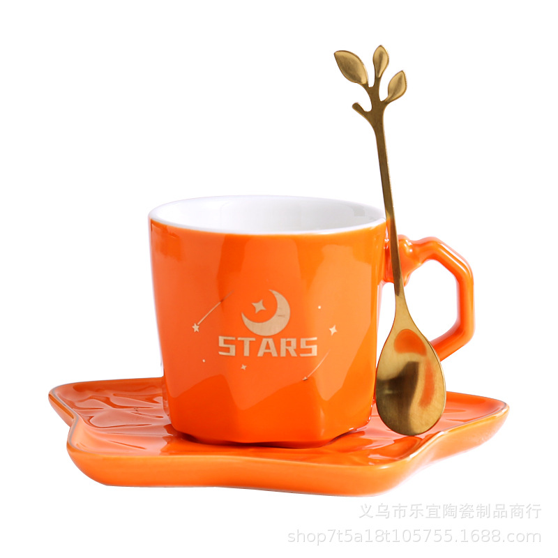 European Coffee Cup Saucer Spoon Mug Ceramic Five-Pointed Star Creative Cup Restaurant English Cup Business Gift Item Picture