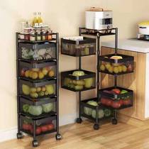 Kitchen rotating storage rack floor multi-functional vegetable corner rack multi-layer basket for fruit and vegetable storage rack