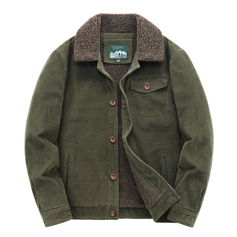 Lamb Coat For Men Autumn-Winter Padded Padded Coat Casual Workwear Padded Jacket Retro Corduroy Jacket For Men Application Scenario