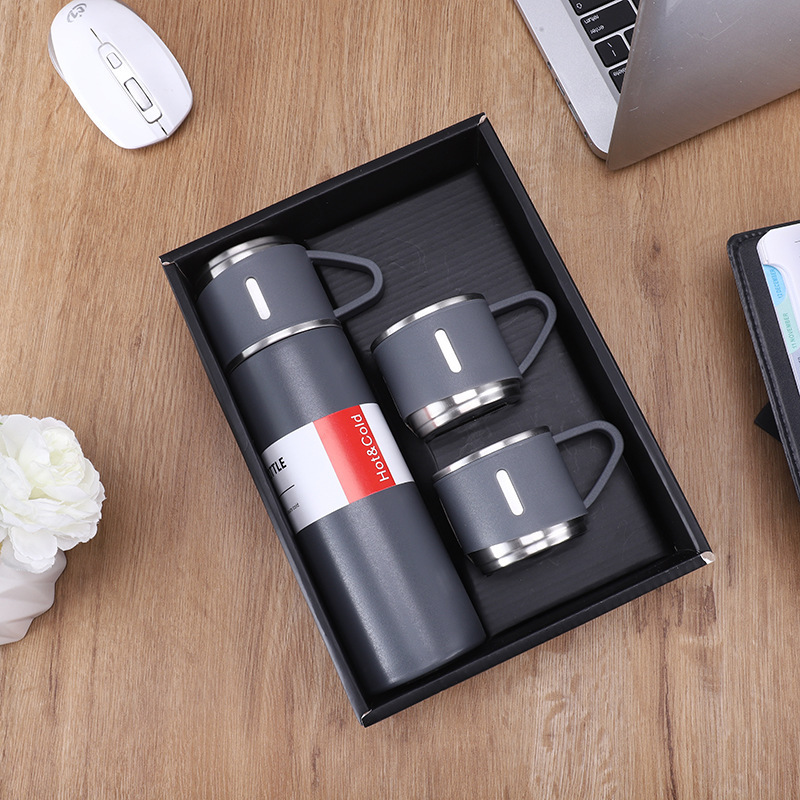 Set Cup 304 Stainless Steel Cup Double Cover Three-Piece Set Thermos Cup Business Gift Cup Gift Box Set Straight Cup Application Scenario