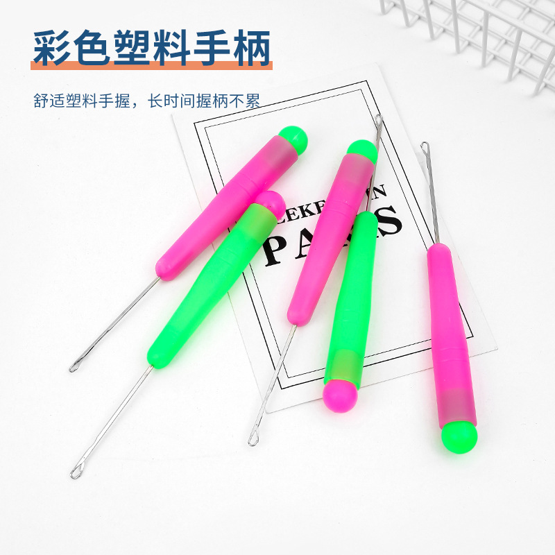 Dreadlocks Hair extensions Crochet tongue plastic handle wig crochet hand knitting tools Wool small tongue crochet wholesale details Picture
