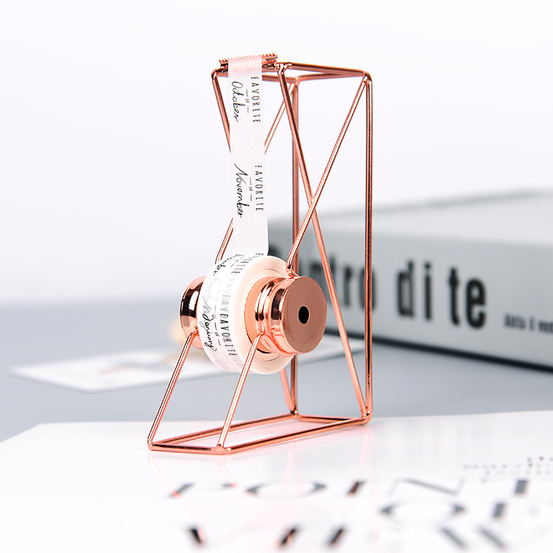 INS Wind light luxury iron art rose gold tape cutter manual multi-function tape machine student hand ledger tape seat Specification drawing
