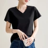 New summer thin V-neck short-sleeved T-shirt for women, white base layer, loose and slimming casual T-shirt, trendy top for women Specification image