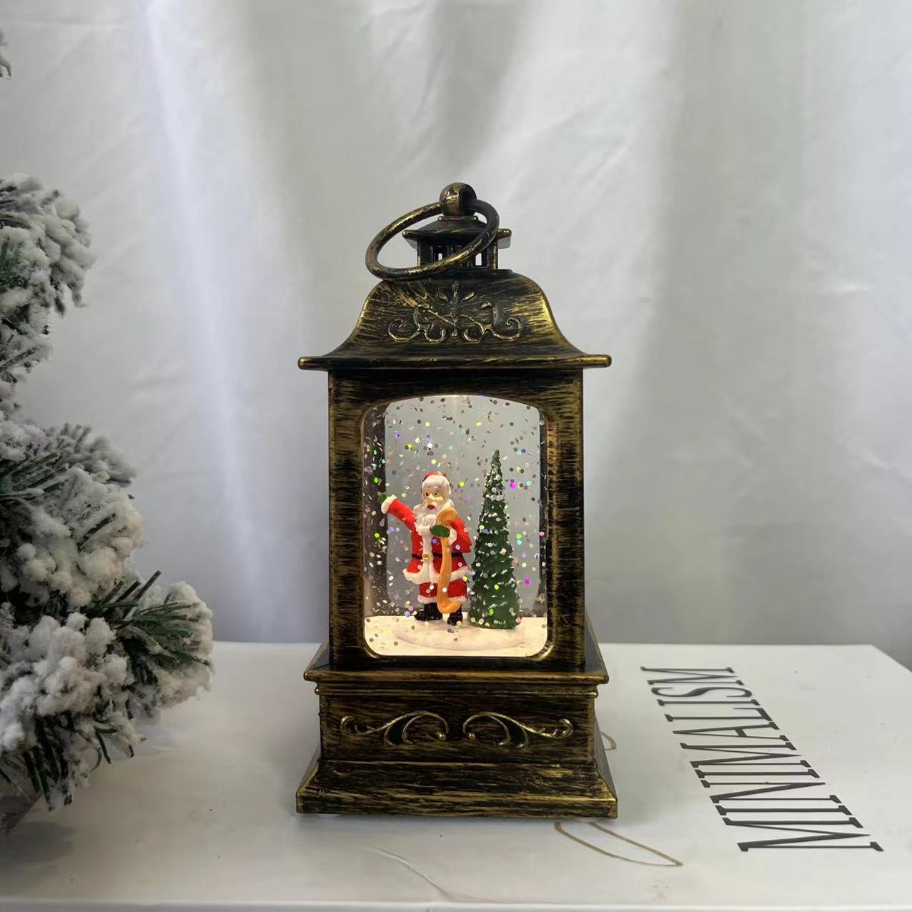 Cross-Border Explosion Of Retro Christmas Medium Uv Water Elderly Snowman Deer Mini Wind Light Dress Gift details Picture