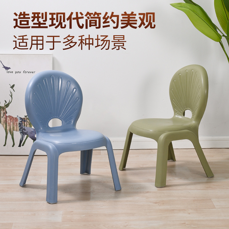 New thickened children's plastic backrest chairs, kindergarten student chairs, desks and chairs, home chairs and benches details Picture