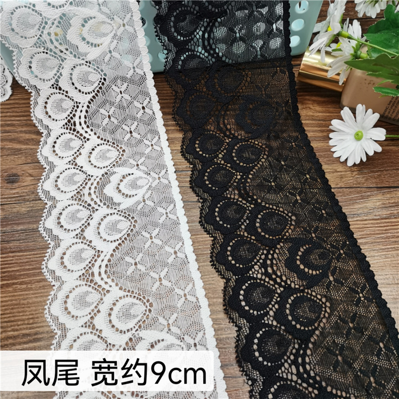 Elastic silk ribbon, lace trim, soft and skin-friendly, elastic elastic band, clothing accessory, ruffled edge, 9CM Application Scenario