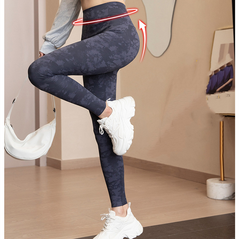 Camouflage shark pants for women to wear outside, sports to tuck in the abdomen and lift the buttocks, yoga pants, high-waisted fitness pants, printed leggings for women in summer Specification image