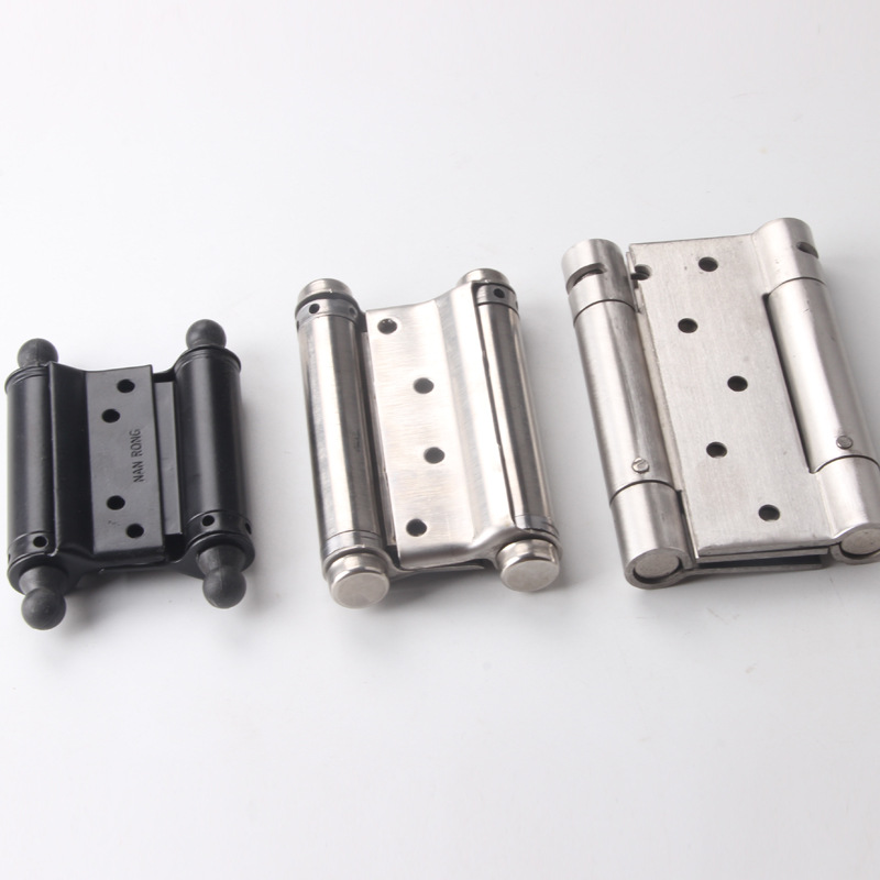 Stainless steel double hinge double - way spring hinge inside and outside the two - way automatic closing black details Picture