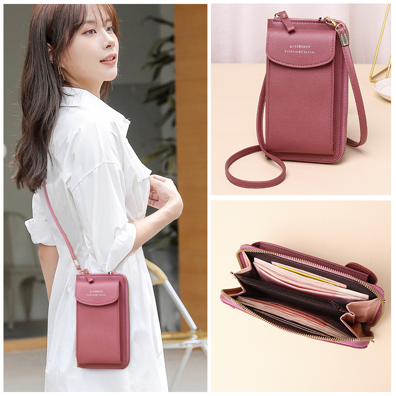 Cross-border bestseller 2026 new women's vertical mobile phone bag, lightweight crossbody multi-functional Korean version student PU small shoulder bag details Picture
