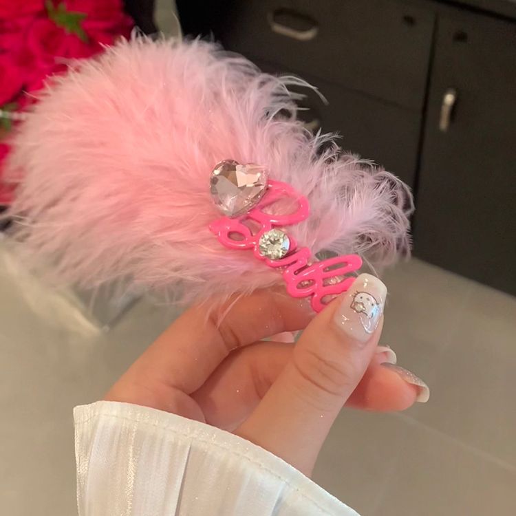Dopamine y2k Barbie Princess Windswept Side bangs with Pearl Bow Clip Alphabet Duck Beak Clip Headwear Wholesale Item Picture