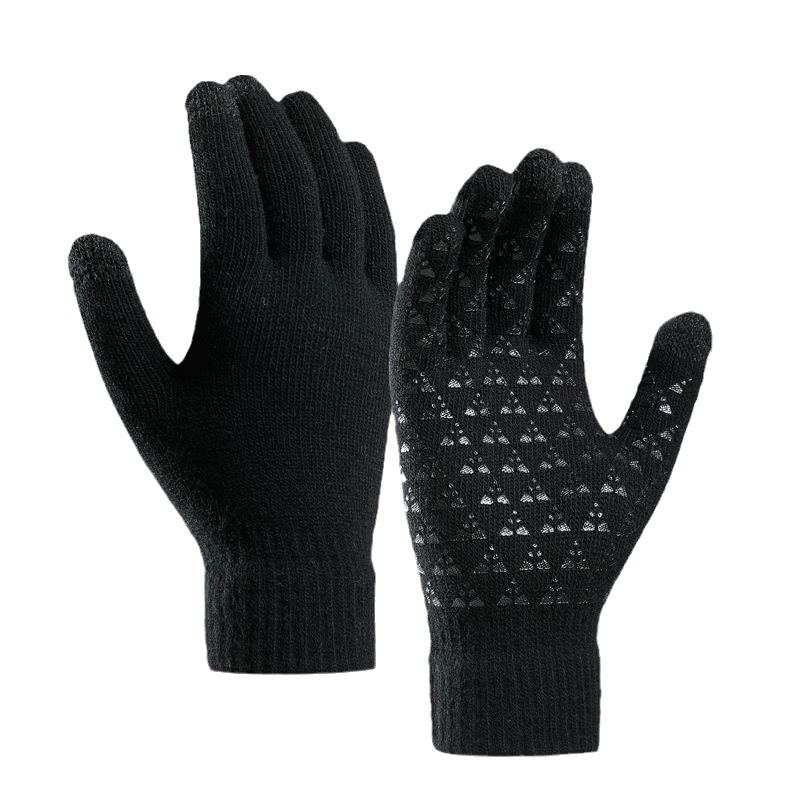 亚马逊针织手/男女冬季手套白底实物图