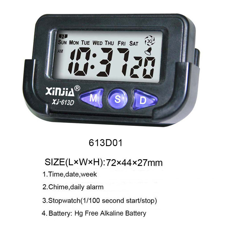 Xinjia XJ613B electronic clock small portable timer with support and 4-digit display LCD electronic desktop clock Item Picture