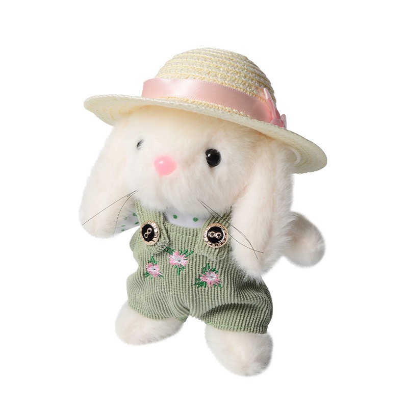 Xiaohongshu's best-selling cute teddy rabbit plush toy, gardener's national trend rabbit figurine pendant, girls' festival gift details Picture