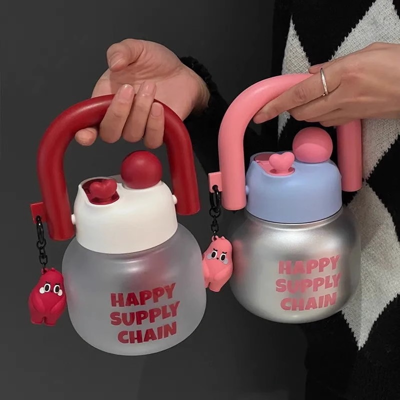 大肚双饮水杯女吨吨杯大容量耐高温便携水壶太空杯塑料吸管杯批发