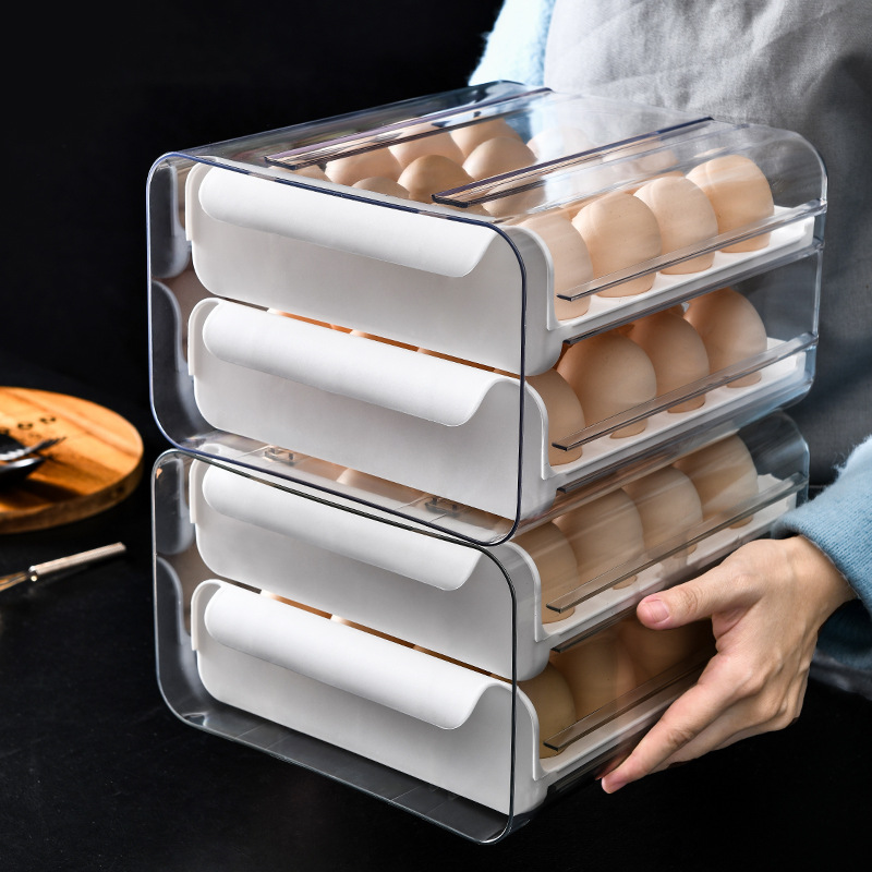 Creative Drawer Type Egg Box Refrigerator Transparent Egg Preservation Box Dust-Proof Double Layer Duck Egg Preservation Box Specification drawing