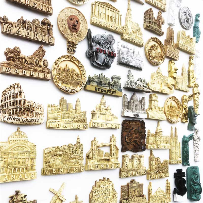 Cross-border e-commerce wholesale of goods in stock, world tourism commemorative decorative handicrafts, resin painted magnets, fridge magnets details Picture